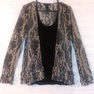 INC Snakeskin Ruffle Cardigan